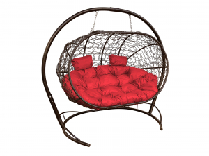 Кокон Лежебока подвесной с ротангом красная подушка