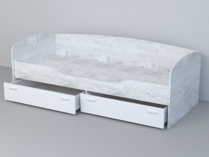 Кровать-софа Эго арт. 016 бетон светлый/белый глянец