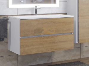 Тумба с раковиной Uperwood Barsa 90 см раковина белая-тумба белая/дуб сонома