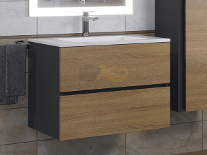 Тумба с раковиной Uperwood Barsa-Next черная/дуб сонома 70 см