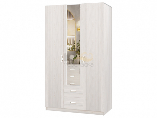 Шкаф ПШ-1 1500 с зеркалом Сабрина-2 Ясень анкор светлый