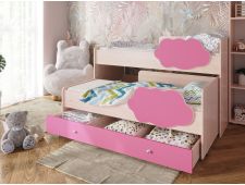 Кровать Соник с ящиком млечный дуб-розовый