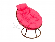 Кресло Папасан мини пружинка без ротанга розовая подушка
