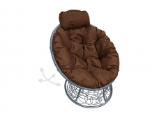 Кресло Папасан мини пружинка с ротангом коричневая подушка